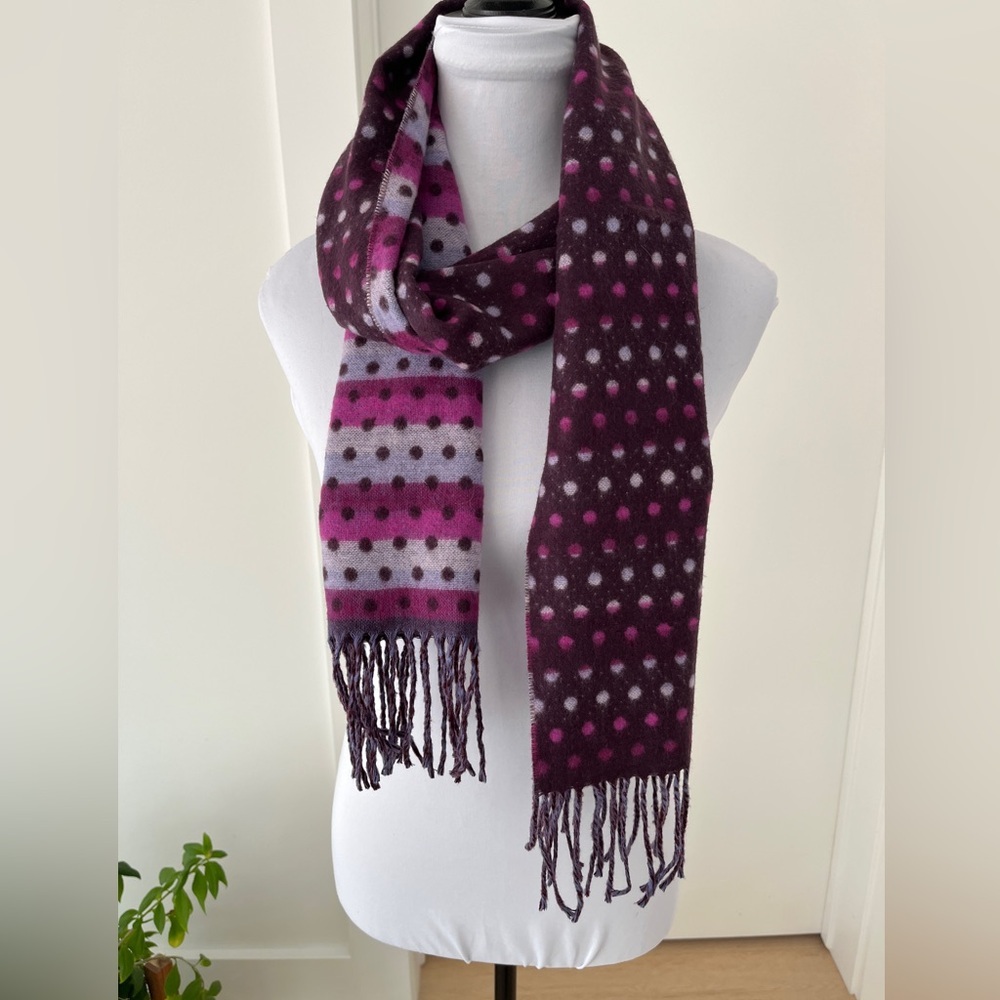 CASHMINK Winter Scarf Oblong Polka Dot Reversible Colourful Fringe Cozy Soft